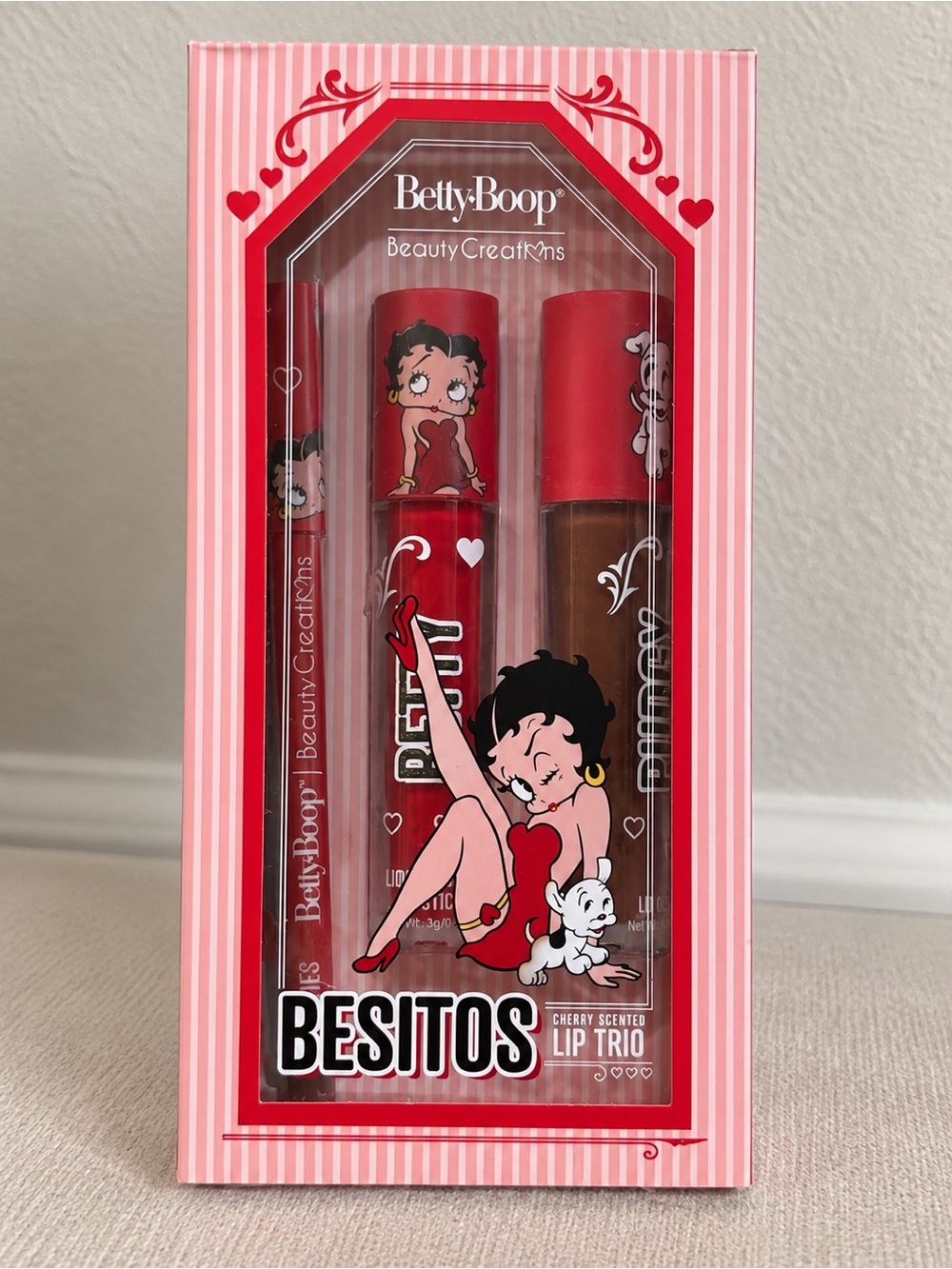 Beauty Creations x Betty Boop Besitos Cherry Scented Lip Trio Set - Picture 4 of 6